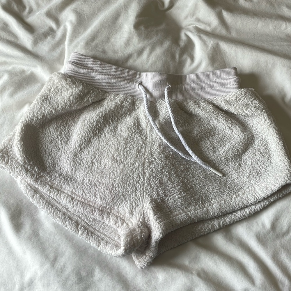 fluffy white small women’s shorts